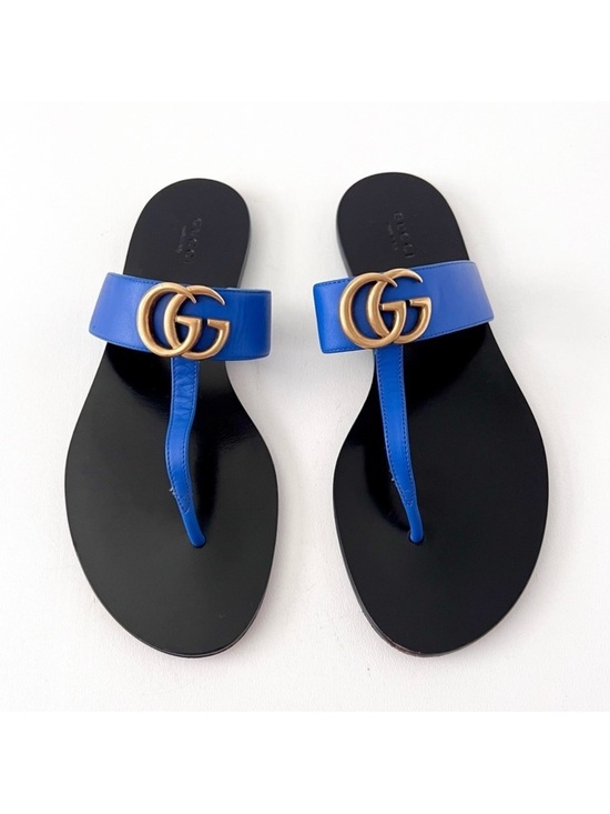 Gucci Shoes - GUCCI | Marmont Double G Logo Blue Leather
Sandals Thong Slides EU 38.5 US 8.5